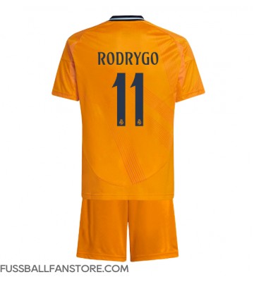 Real Madrid Rodrygo Goes #11 Replik Auswärtstrikot Kinder 2024-25 Kurzarm (+ Kurze Hosen)